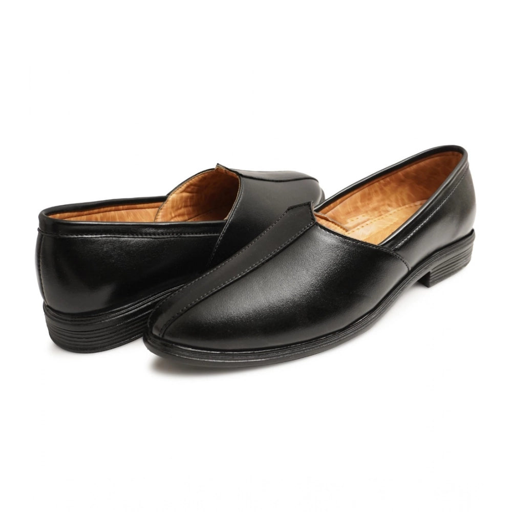 Generic Men's Casual Faux Leather Solid Slip-on Formal Shoes (Black)