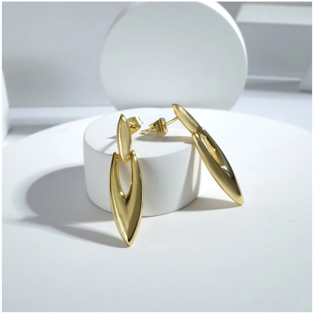 Generic Women's brassNew Gold Tone Polish Mini Office Earrings (Gold Plated)