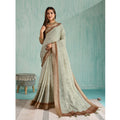 Generic Women's Silk Blend Printed Saree With Unstitched Blouse 5.5Mtr (Green)