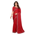 Generic Women's Georgette Printed Saree With Unstitched Blouse 5.5Mtr (Red)