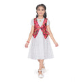 Generic Girl's Heavy Chicken Printed Short Sleeve Round Neck Dress (White)