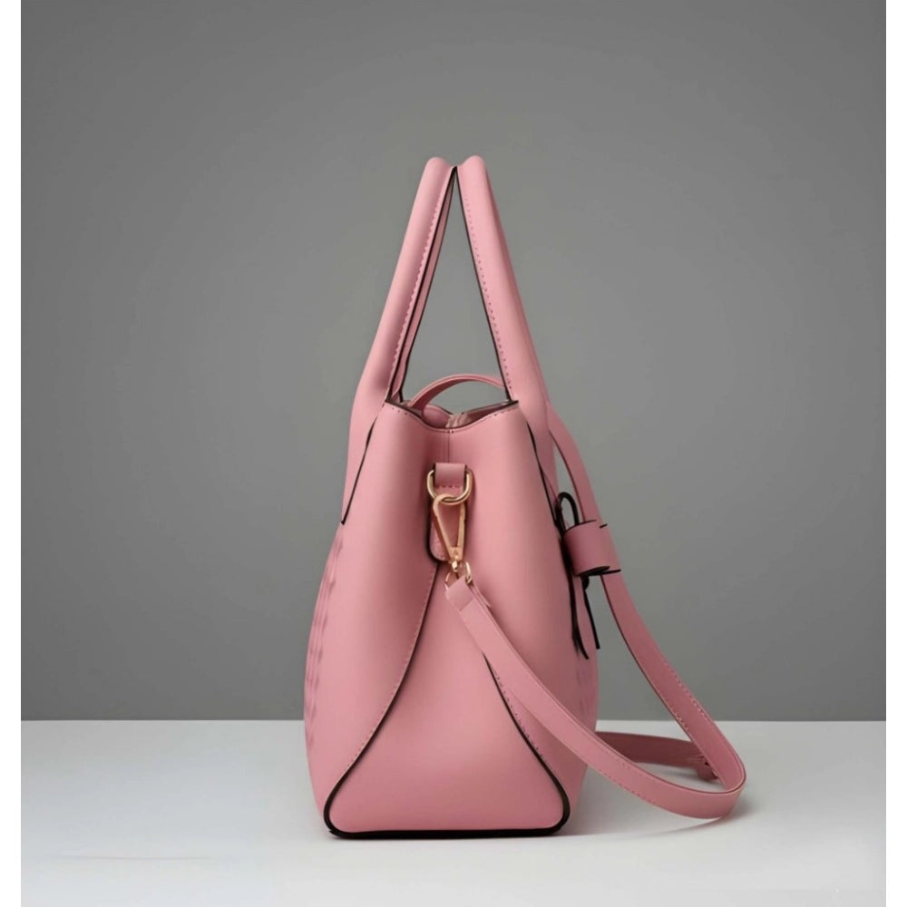 Generic Women's PU Leather Solid Shoulder Zipper Handbag (Pink)